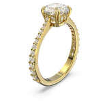 Constella cocktail ring Princess cut, Pavé, White, Gold-tone plated
