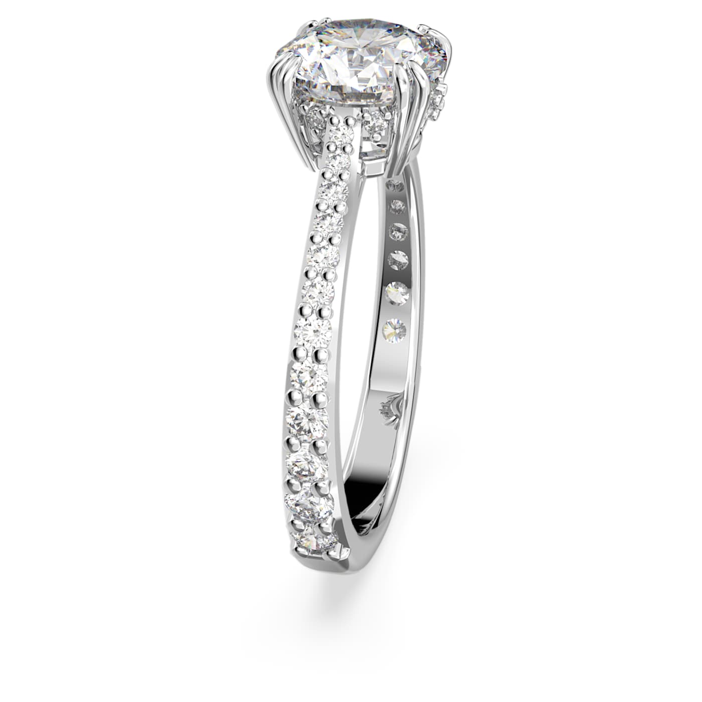 Constella cocktail ring Princess cut, Pavé, White, Rhodium plated