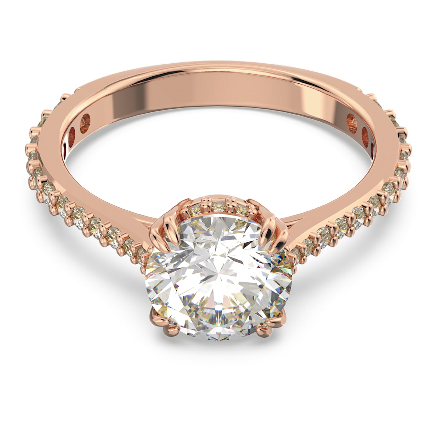 Constella cocktail ring Princess cut, Pavé, White, Rose gold-tone plated