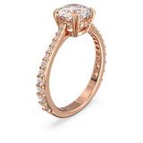 Constella cocktail ring Princess cut, Pavé, White, Rose gold-tone plated