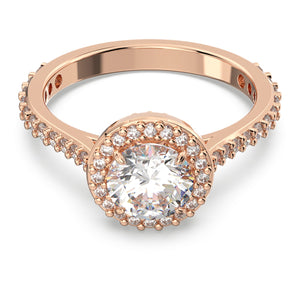 Constella cocktail ring Round cut, Pavé, White, Rose gold-tone plated
