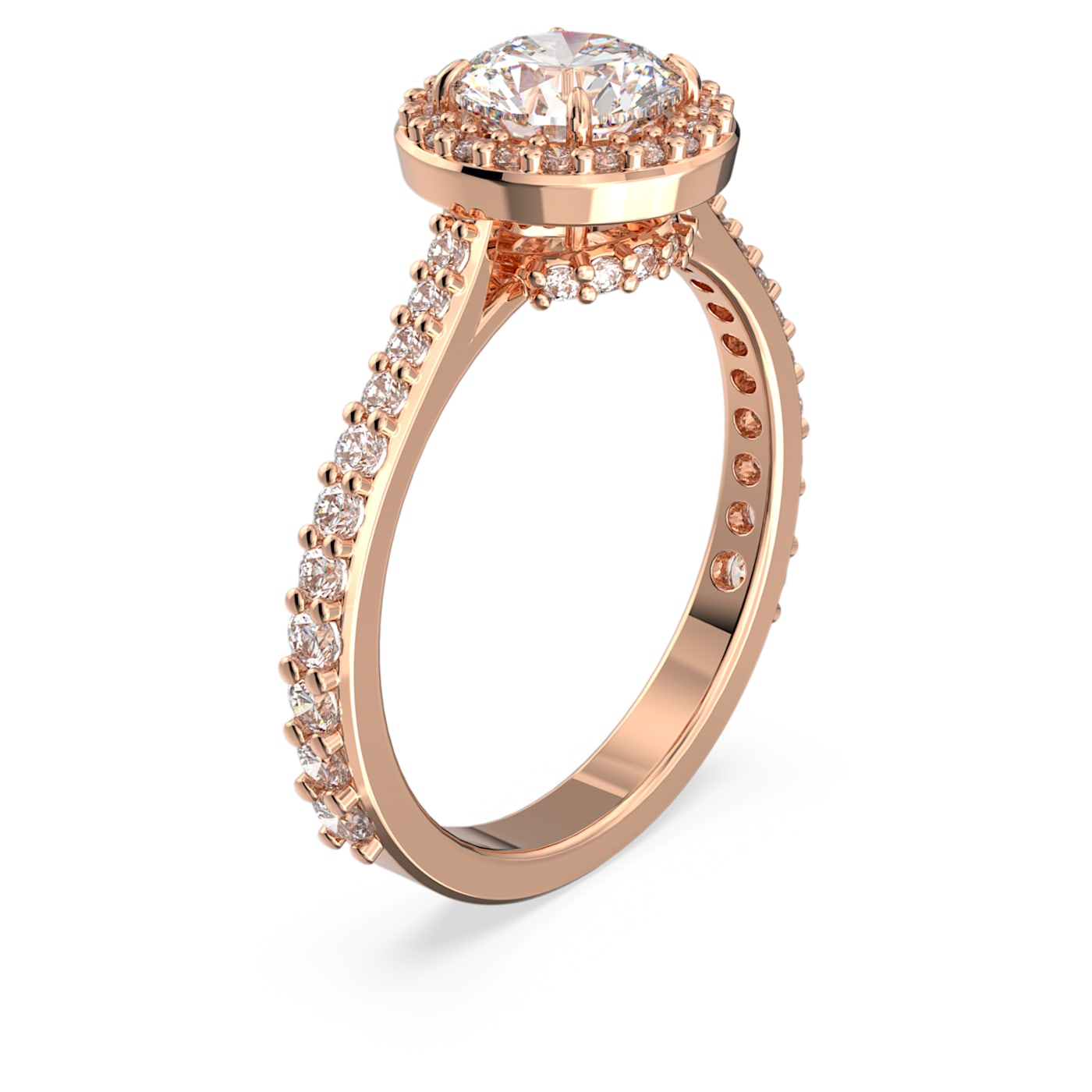 Constella cocktail ring Round cut, Pavé, White, Rose gold-tone plated