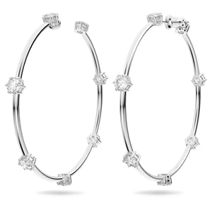 Constella hoop earrings Round cut, White, Rhodium plated 5638698