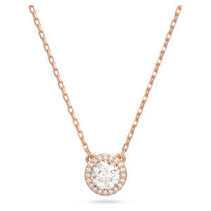 Constella pendantRound cut, Pavé, White, Rose gold-tone plated