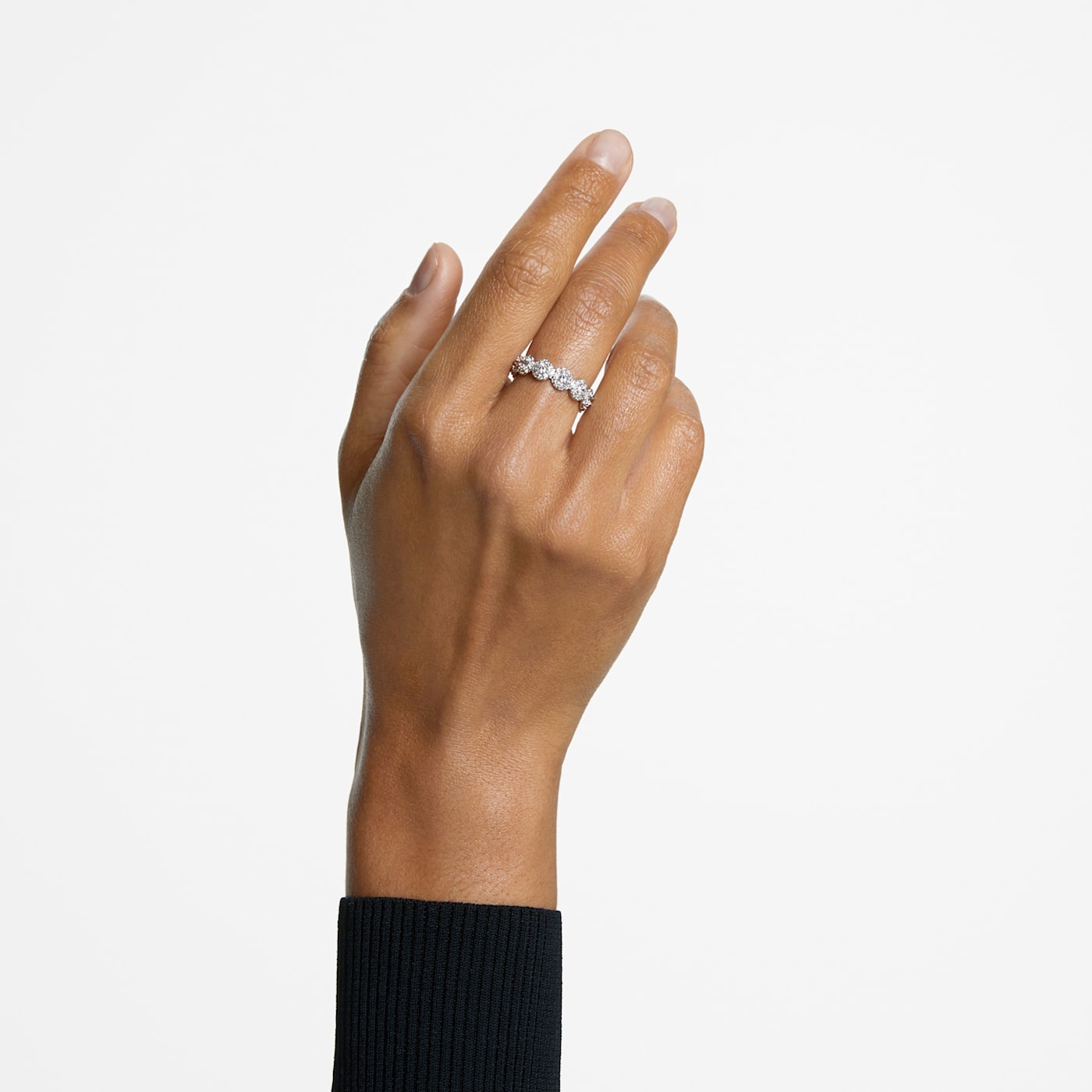 Constella ring Pavé, White, Rhodium plated