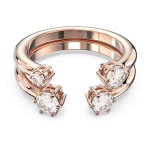 Constella ring Set (2), Round cut, White, Rose gold-tone plated