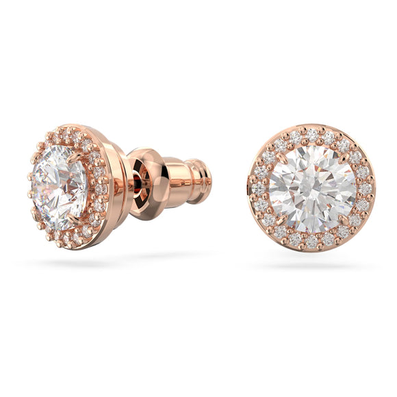 Constella stud earrings Round cut, Pavé, White, Rose gold-tone plated 5636275