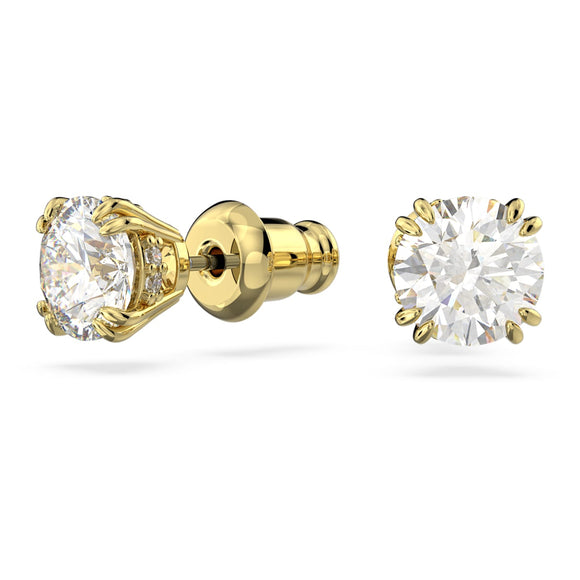 Constella stud earrings Round cut, White, Gold-tone plated 5642595