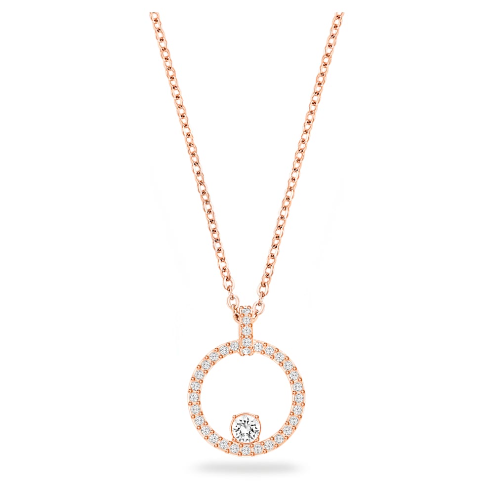 Creativity Pendant, Circular, White, Rose Gold-tone Plated