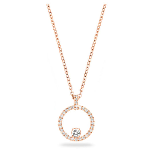 Creativity Pendant, Circular, White, Rose Gold-tone Plated