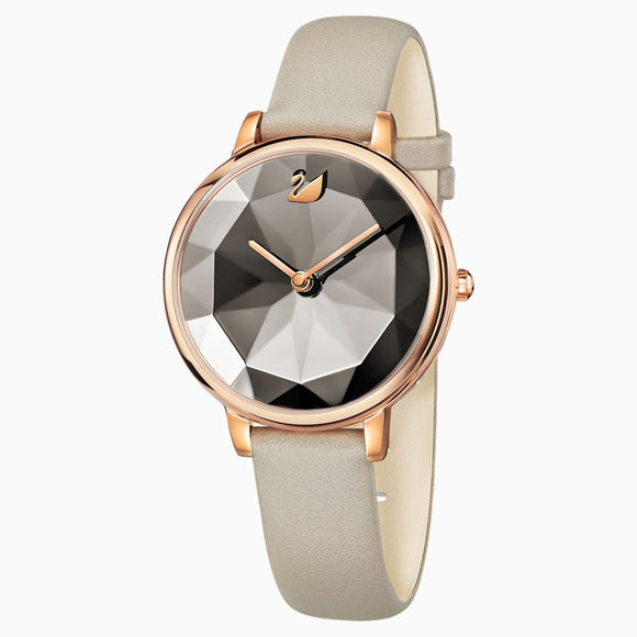 CRYSTAL LAKE WATCH, LEATHER STRAP, GRAY, ROSE-GOLD TONE PVDL 5415996