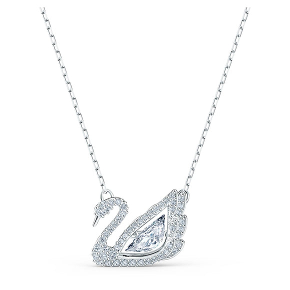 Dancing Swan Necklace, Swan, White, Rhodium Plated 5514421