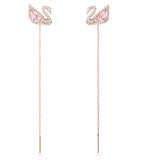 Dazzling Swan drop earrings Swan, Pink, Rose gold-tone plated 5469990