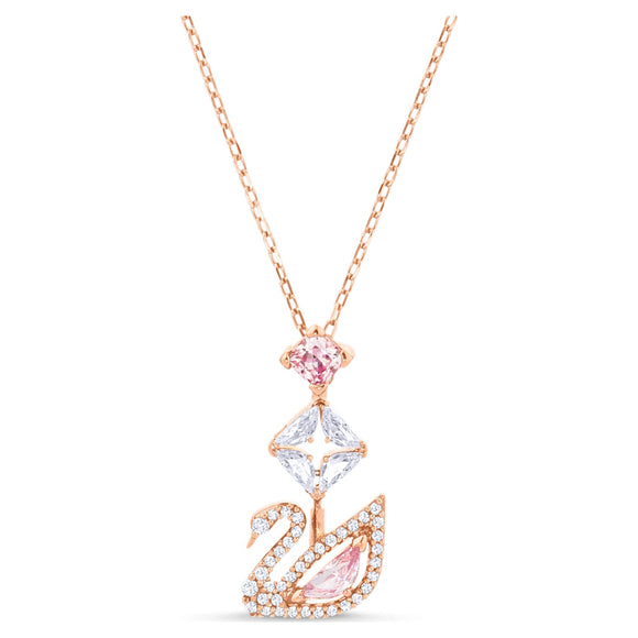 Dazzling Swan Y necklace Swan, Pink, Rose gold-tone plated 5473024