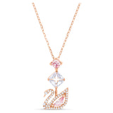 Dazzling Swan Y necklace Swan, Pink, Rose gold-tone plated 5473024