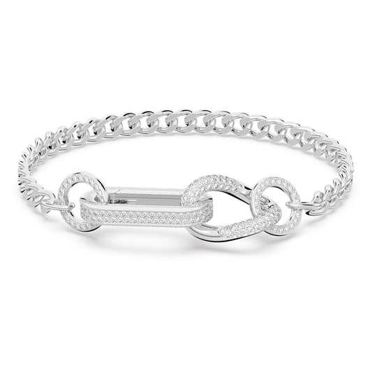Dextera bracelet Pavé, Mixed links, White, Rhodium plated 5642597