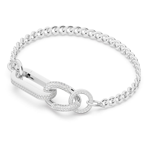 Dextera bracelet Pavé, Mixed links, White, Rhodium plated 5642598