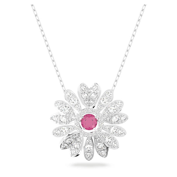 Eternal Flower pendant Flower, Pink, Rhodium plated 5642870