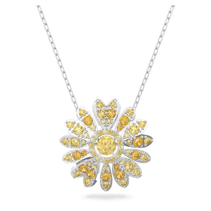 Eternal Flower pendant Flower, Yellow, Rhodium plated 5642869
