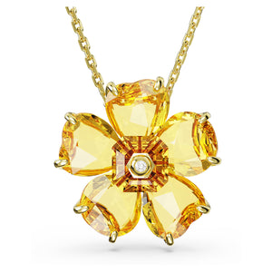 Florere necklace Flower, Yellow, Gold-tone plated