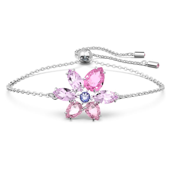 Gema braceletMixed cuts, Flower, Pink, Rhodium plated 5658396