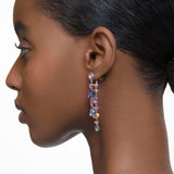 Gema drop earrings Asymmetrical design, Mixed cuts, Long, Multicolored, Rhodium plated 5613740