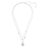 Gema layered necklace Flower, White, Rhodium plated 5644658