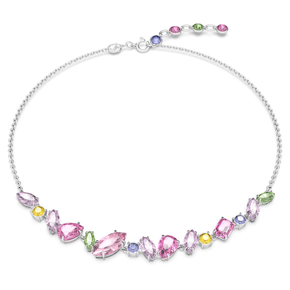 Gema necklaceMixed cuts, Multicolored, Rhodium plated