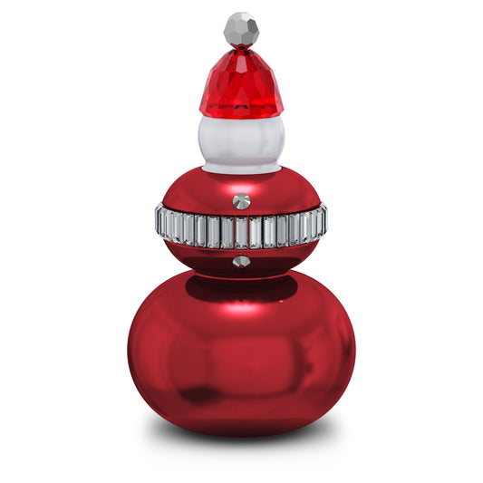 A crystal Santa Claus decoration with a red body, white and silver accents, and a chrome effect around the middle.