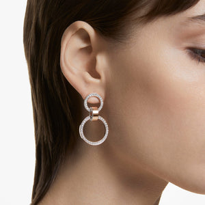 Hollow hoop earrings
White, Rose gold-tone plated