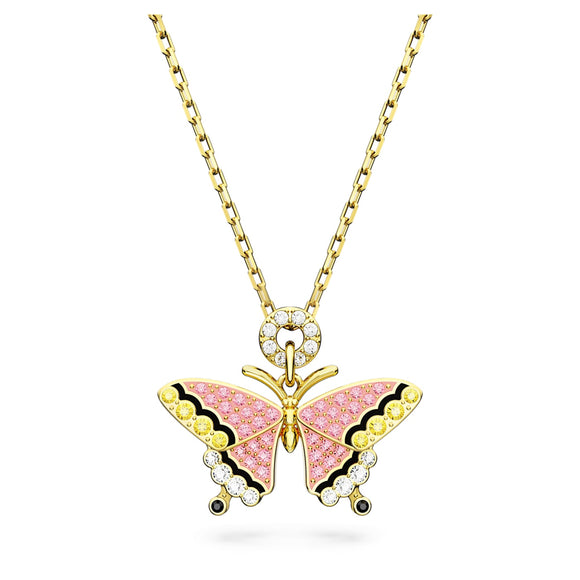Idyllia pendantButterfly, Multicolored, Gold-tone plated