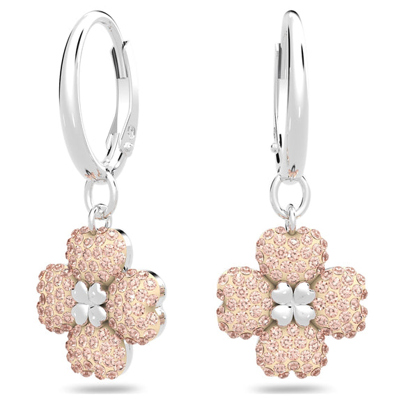 Latisha drop earrings Flower, Pink, Rhodium plated 5636485