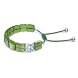 Letra bracelet Peace, Green, Rhodium plated