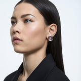 Mesmera clip earring Single, Octagon cut, White, Rhodium plated