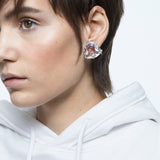 Mesmera clip earring Single, Triangle cut, White, Rhodium plated