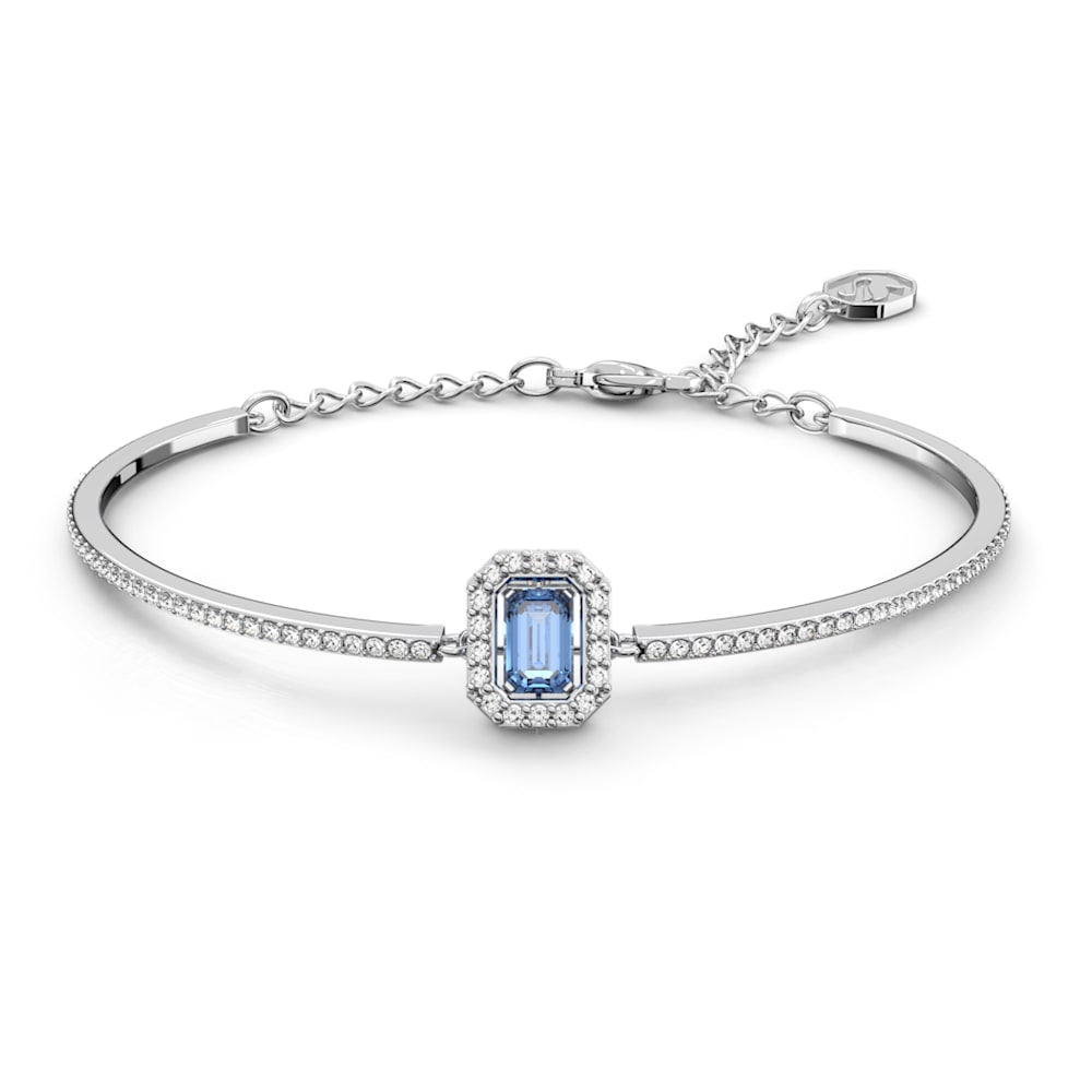 Millenia Bangle, Octagon Cut Swarovski Zirconia, Blue, Rhodium Plated