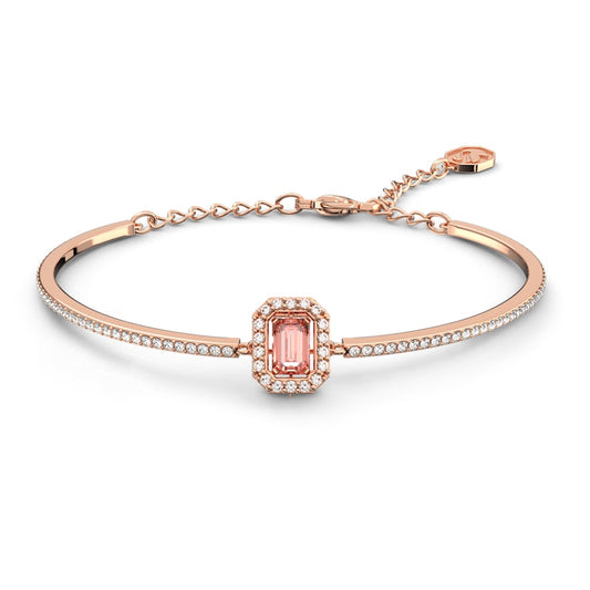 Millenia Bangle, Octagon Cut Swarovski Zirconia, Pink, Rose-gold Tone Plated