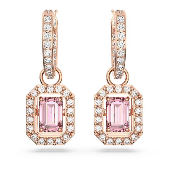 Millenia drop earrings Octagon cut, Pink, Rose gold-tone plated 5649474