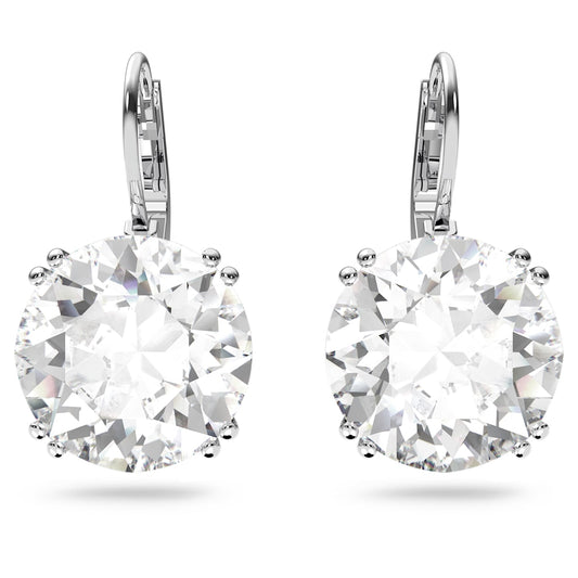 Millenia drop earrings Round cut, Rhodium plated