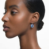 Millenia drop earrings Square cut, Blue, Rhodium plated