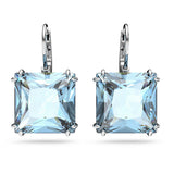 Millenia drop earrings Square cut, Blue, Rhodium plated