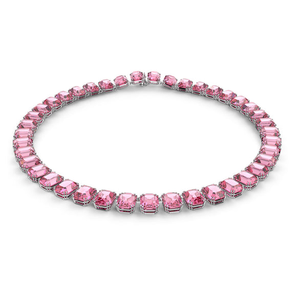 Millenia Necklace, Octagon Cut Crystals, Pink, Rhodium Plated 5608807
