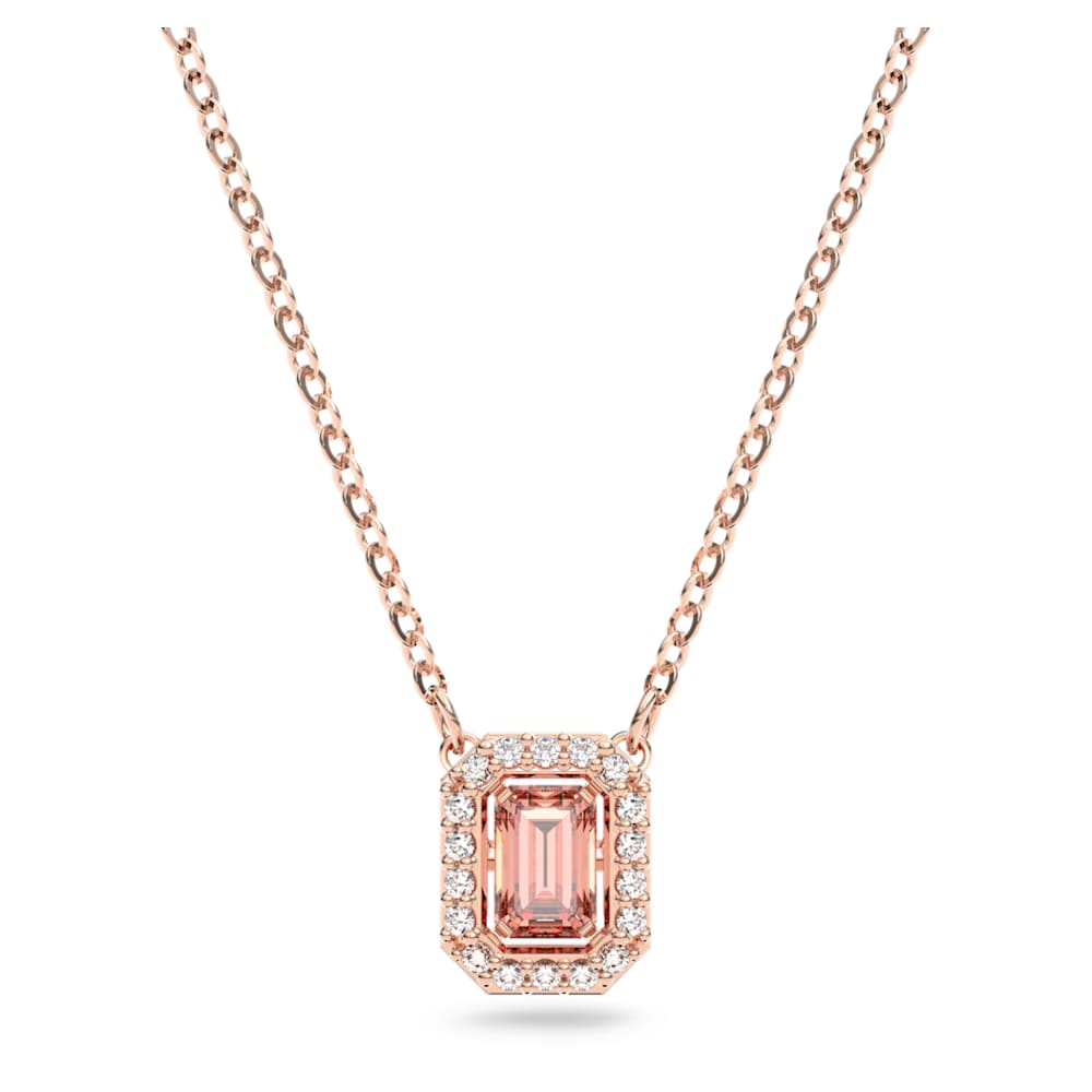 Millenia Necklace, Octagon Cut Swarovski Zirconia, Pink, Rose-gold Tone Plated