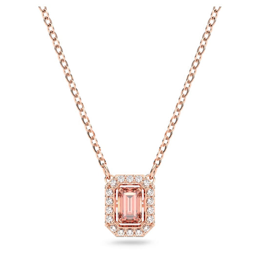 Millenia Necklace, Octagon Cut Swarovski Zirconia, Pink, Rose-gold Tone Plated