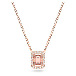 Millenia Necklace, Octagon Cut Swarovski Zirconia, Pink, Rose-gold Tone Plated