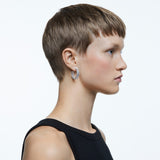 Millenia hoop earrings Octagon cut, White, Rhodium plated