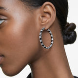 Millenia hoop earrings Triangle Swarovski Zirconia, Black, Rhodium plated