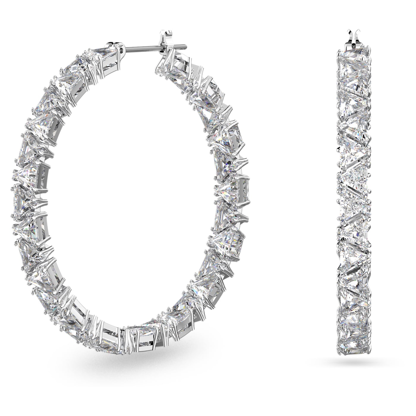 Millenia hoop earrings Triangle Swarovski Zirconia, White