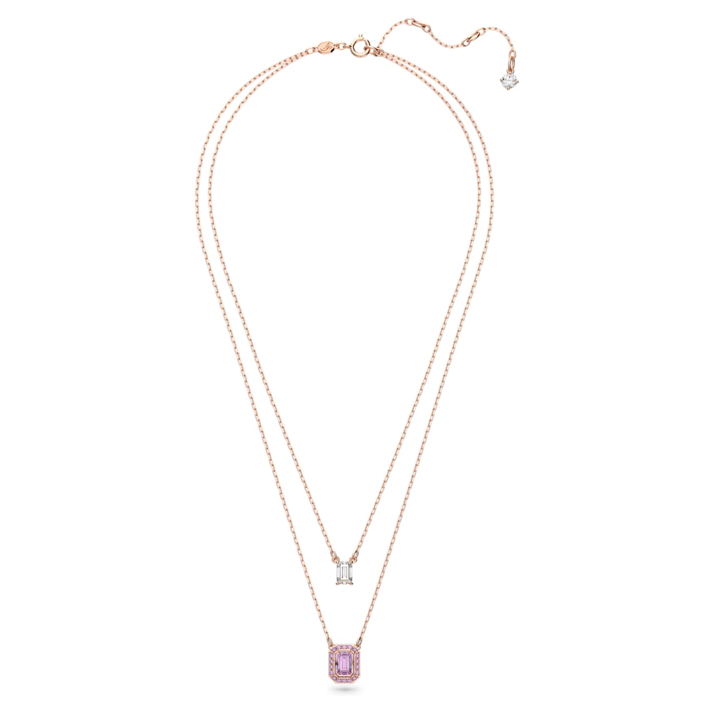 Millenia necklace, Octagon cut, Pink, Rose gold-tone plated