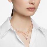 Millenia layered necklace Octagon cut, Purple, Rose gold-tone plated 5640558
